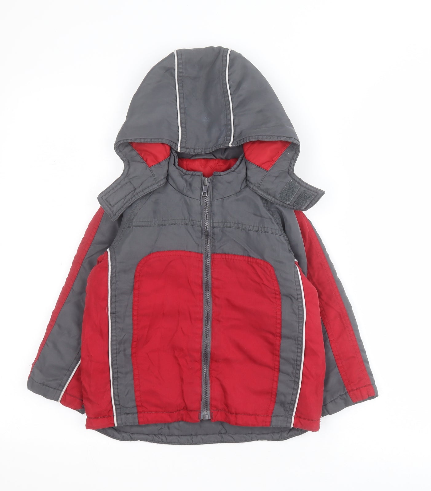 Marks and Spencer Boys Grey Colourblock  Parka Coat Size 2-3 Years  Zip