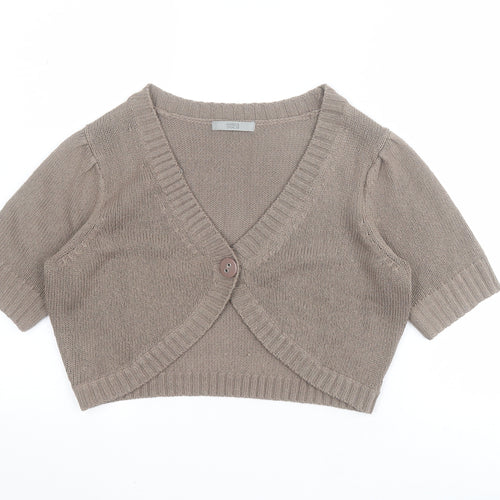 Marks and Spencer Womens Brown V-Neck  Acrylic Cardigan Jumper Size 14