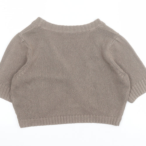 Marks and Spencer Womens Brown V-Neck  Acrylic Cardigan Jumper Size 14