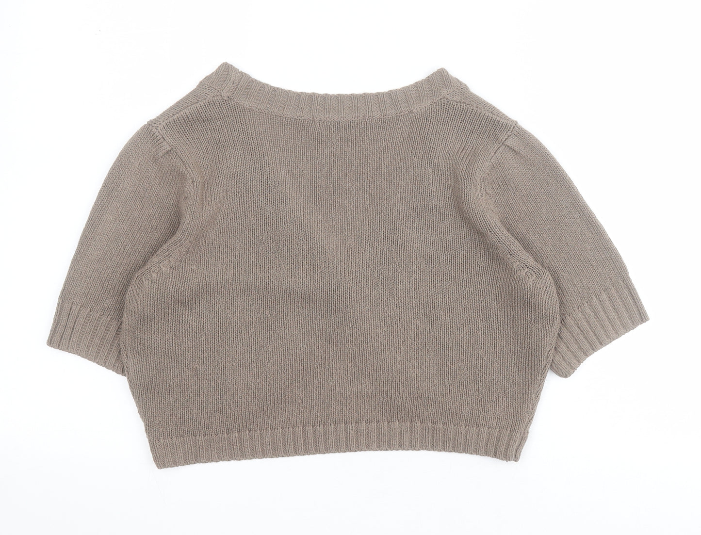 Marks and Spencer Womens Brown V-Neck  Acrylic Cardigan Jumper Size 14