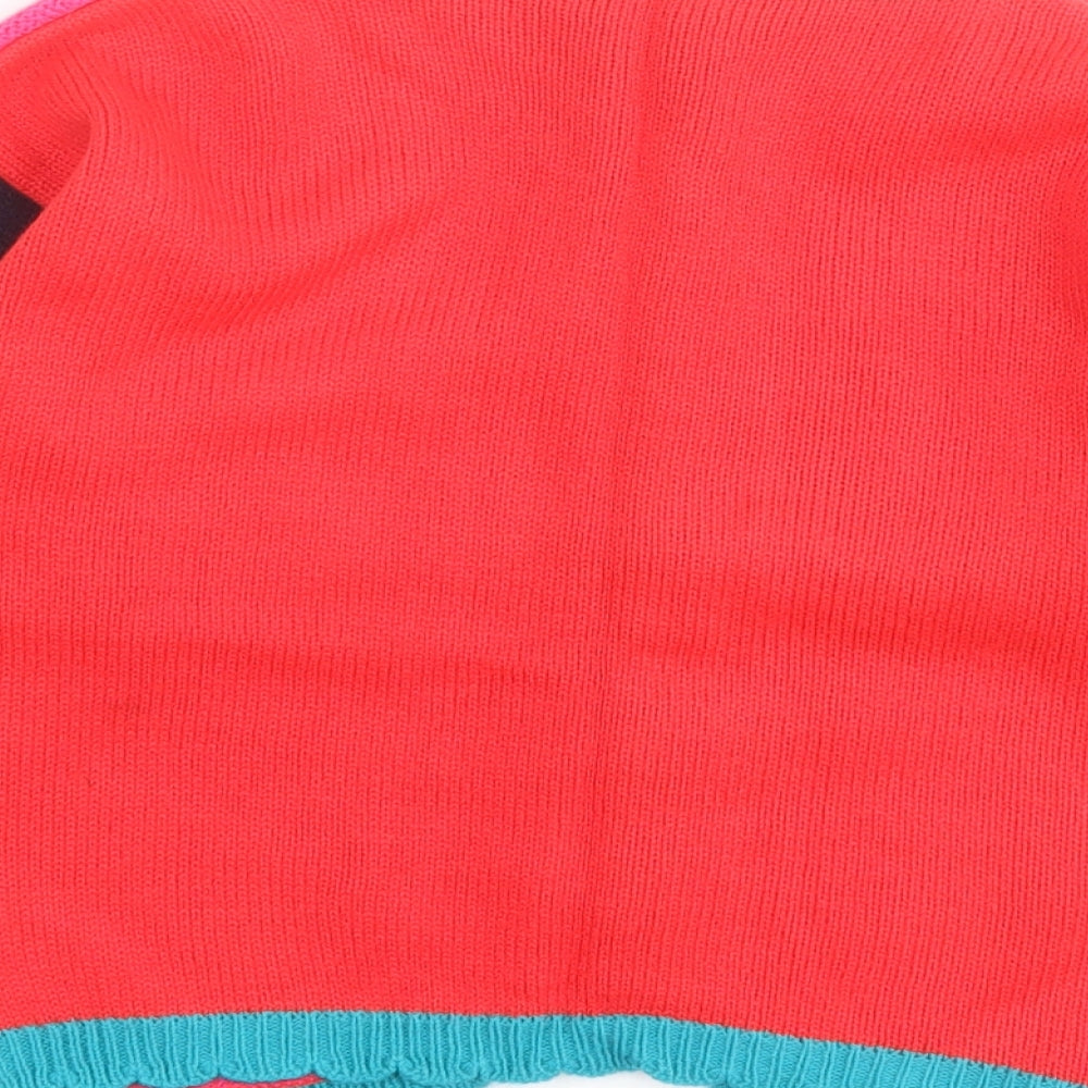 St Michael Girls Pink Round Neck Colourblock Acrylic Cardigan Jumper Size 3-4 Years  Button - Minnie Mouse