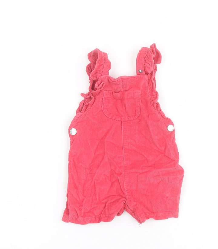 F&F Baby Pink 100% Cotton Dungaree Outfit/Set Size 3-6 Months Snap