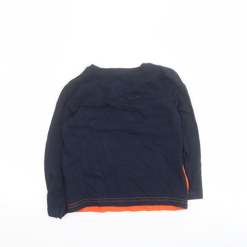 Primark Boys Orange Colourblock 100% Cotton Pullover T-Shirt Size 2-3 Years Crew Neck Pullover