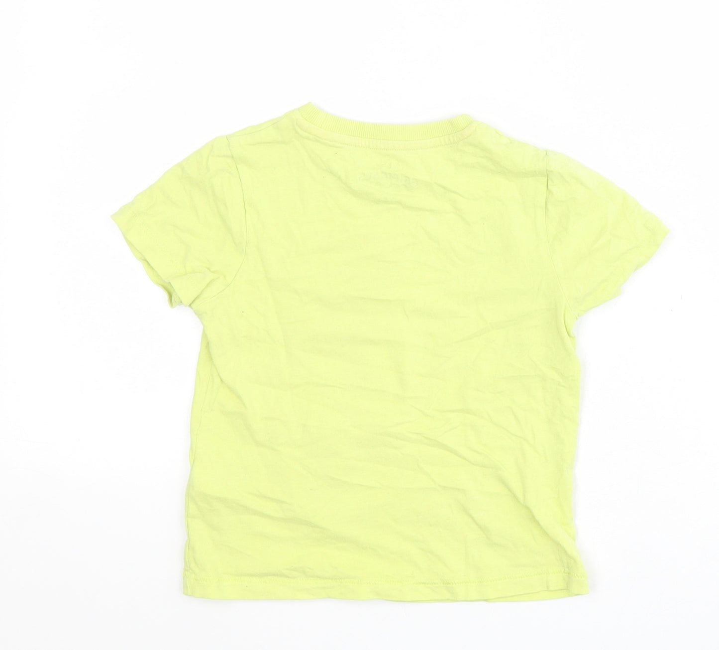 Marks and Spencer Boys Yellow  Cotton Pullover T-Shirt Size 4-5 Years Crew Neck Pullover - Meerkat