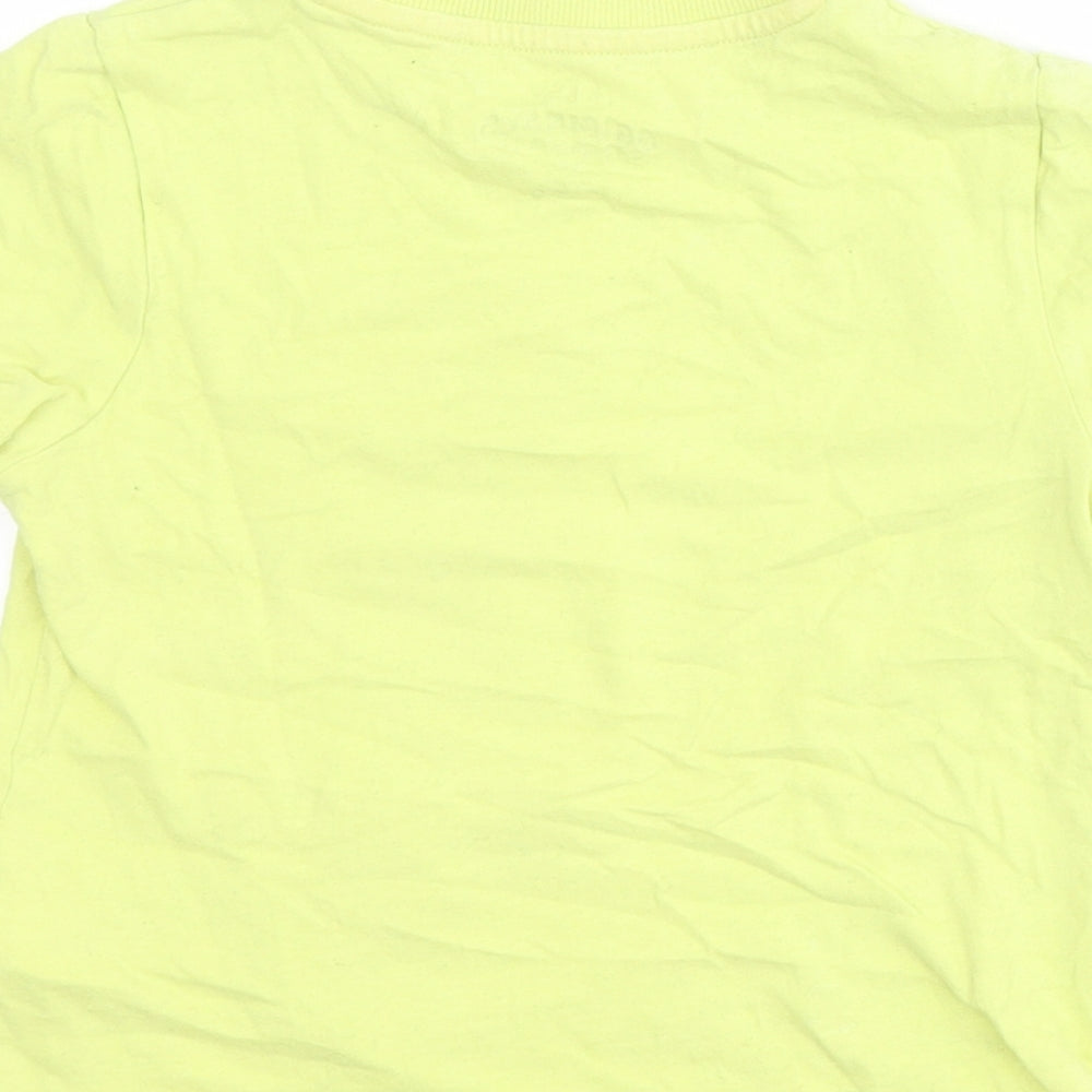 Marks and Spencer Boys Yellow  Cotton Pullover T-Shirt Size 4-5 Years Crew Neck Pullover - Meerkat