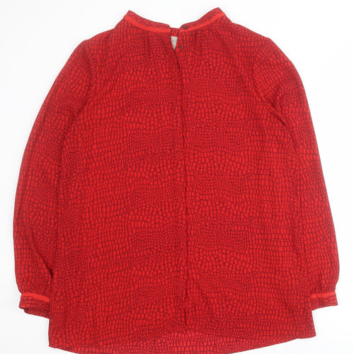 Paul Costelloe Womens Red Geometric Polyester Basic Blouse Size 12 Collared