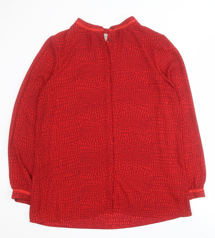 Paul Costelloe Womens Red Geometric Polyester Basic Blouse Size 12 Collared