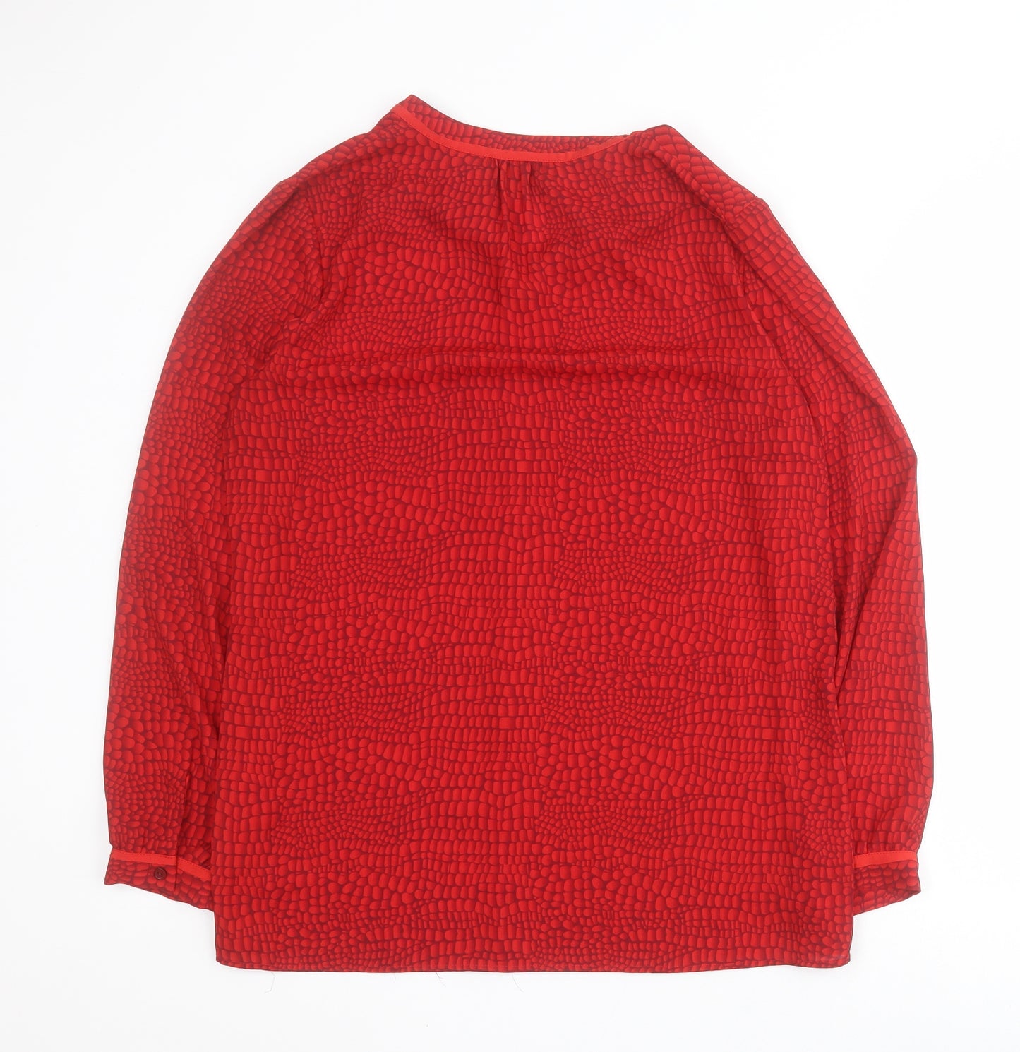 Paul Costelloe Womens Red Geometric Polyester Basic Blouse Size 12 Collared