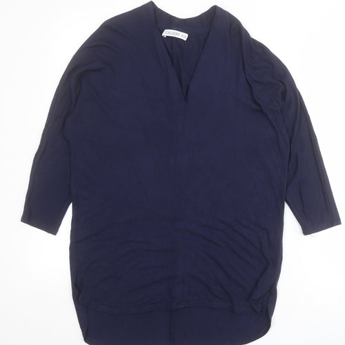 Gallery Womens Blue V-Neck  Viscose Pullover Jumper Size XS