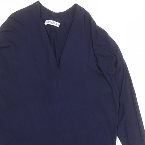 Gallery Womens Blue V-Neck  Viscose Pullover Jumper Size XS