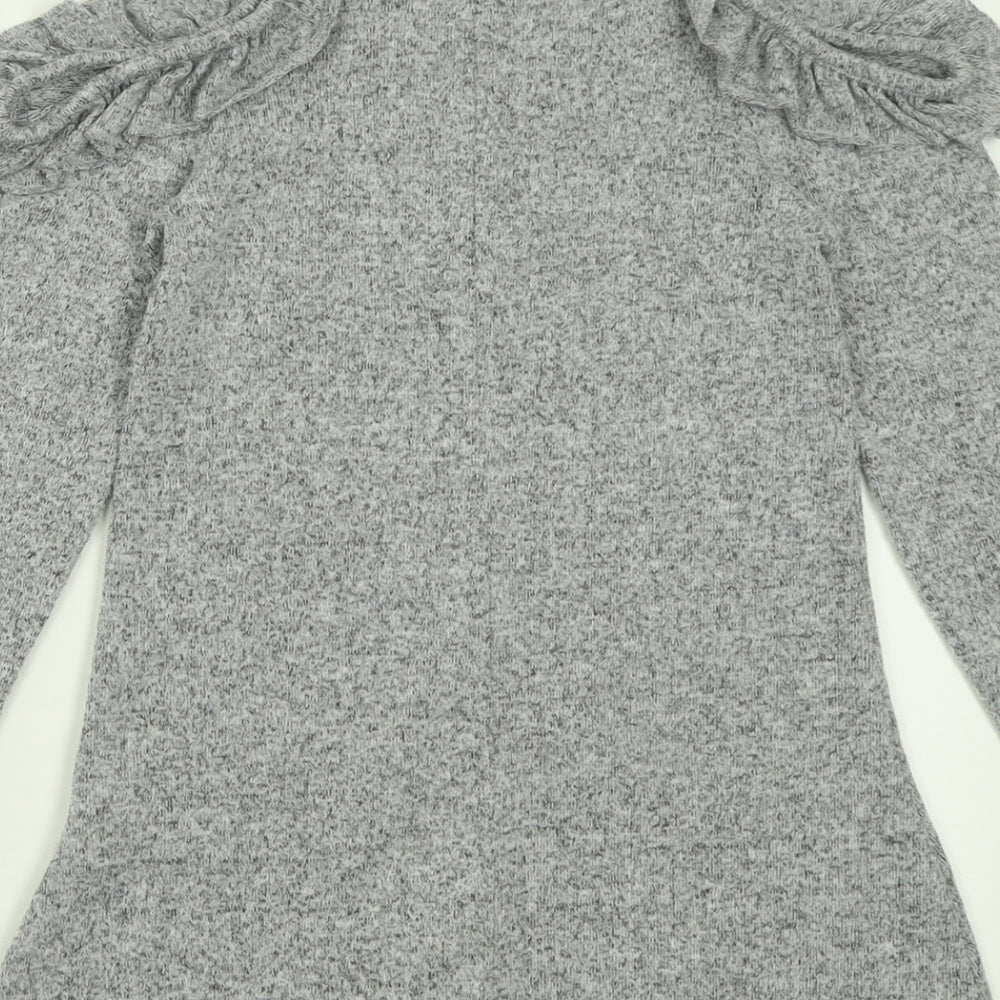 Primark Girls Grey  Polyester A-Line  Size 7-8 Years  Crew Neck Pullover - Cold Shoulder