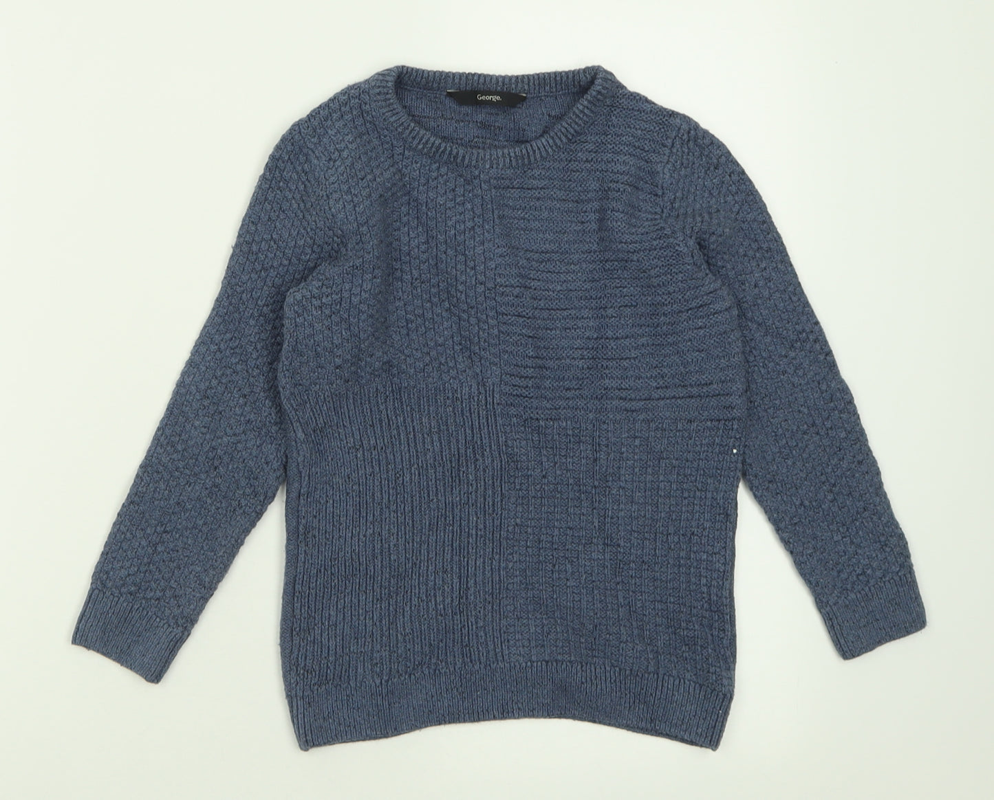 George Boys Black Crew Neck  Cotton Pullover Jumper Size 6-7 Years  Pullover