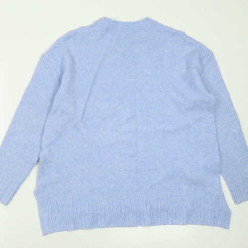 Marks and Spencer Womens Blue Crew Neck  Acrylic Pullover Jumper Size M