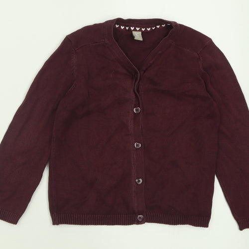 TU Girls Purple V-Neck  Cotton Cardigan Jumper Size 5 Years  Button - School Wear