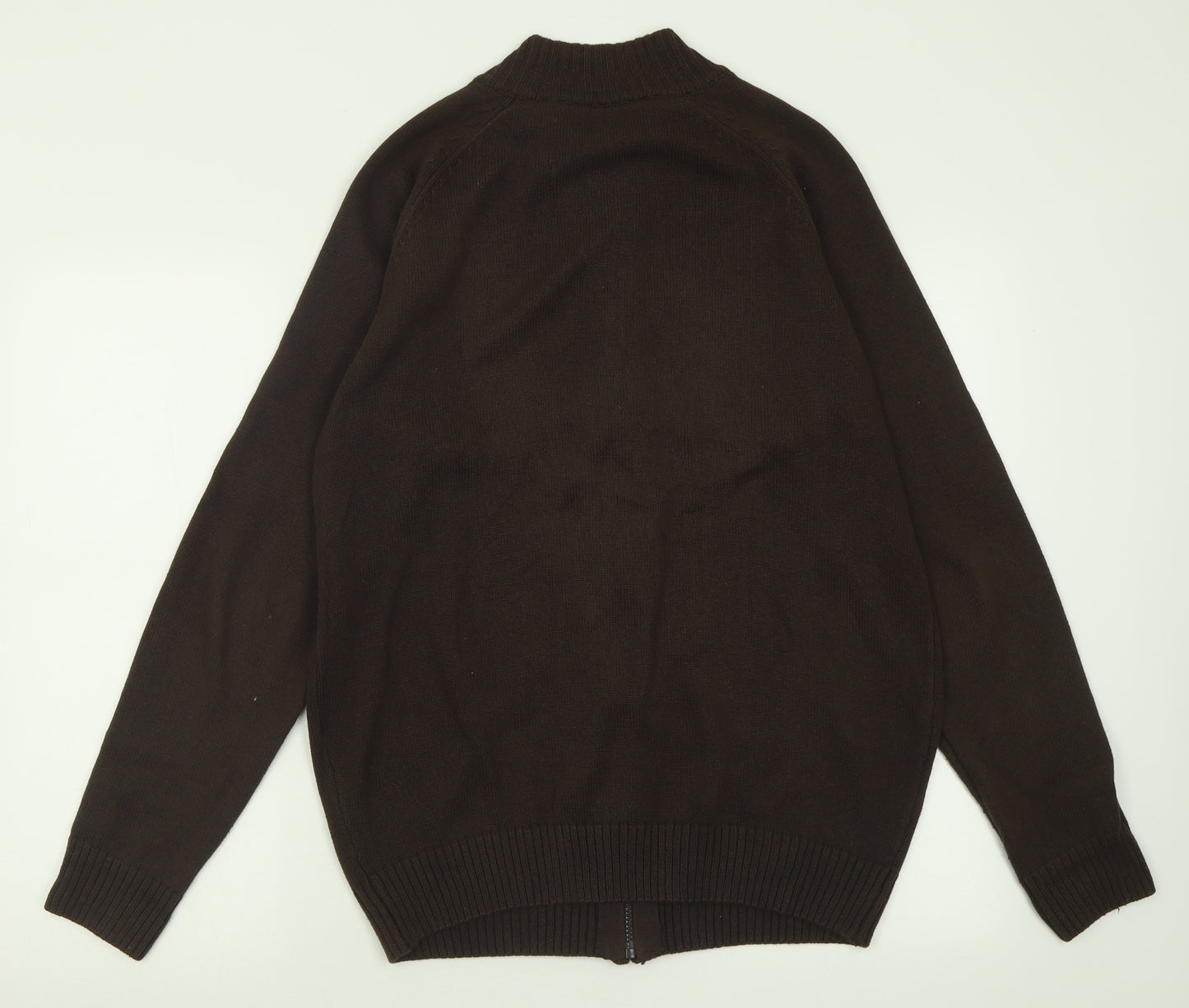 Cotton Traders Mens Brown High Neck  Cotton Full Zip Jumper Size M