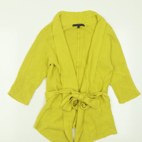 Debenhams Womens Yellow V-Neck  Cotton Cardigan Jumper Size 8