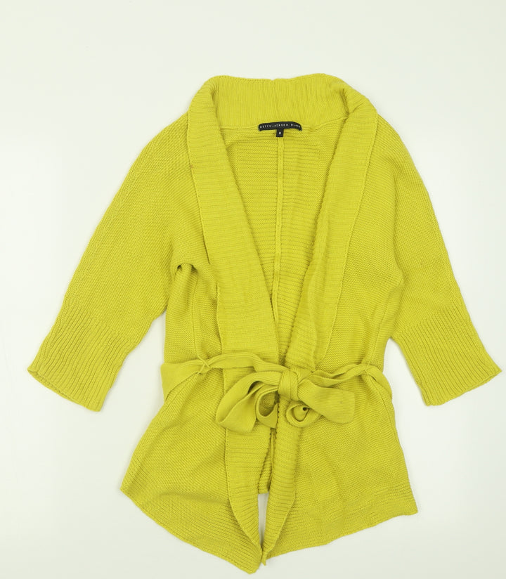 Debenhams Womens Yellow V-Neck  Cotton Cardigan Jumper Size 8