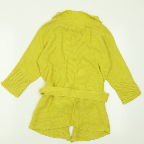 Debenhams Womens Yellow V-Neck  Cotton Cardigan Jumper Size 8