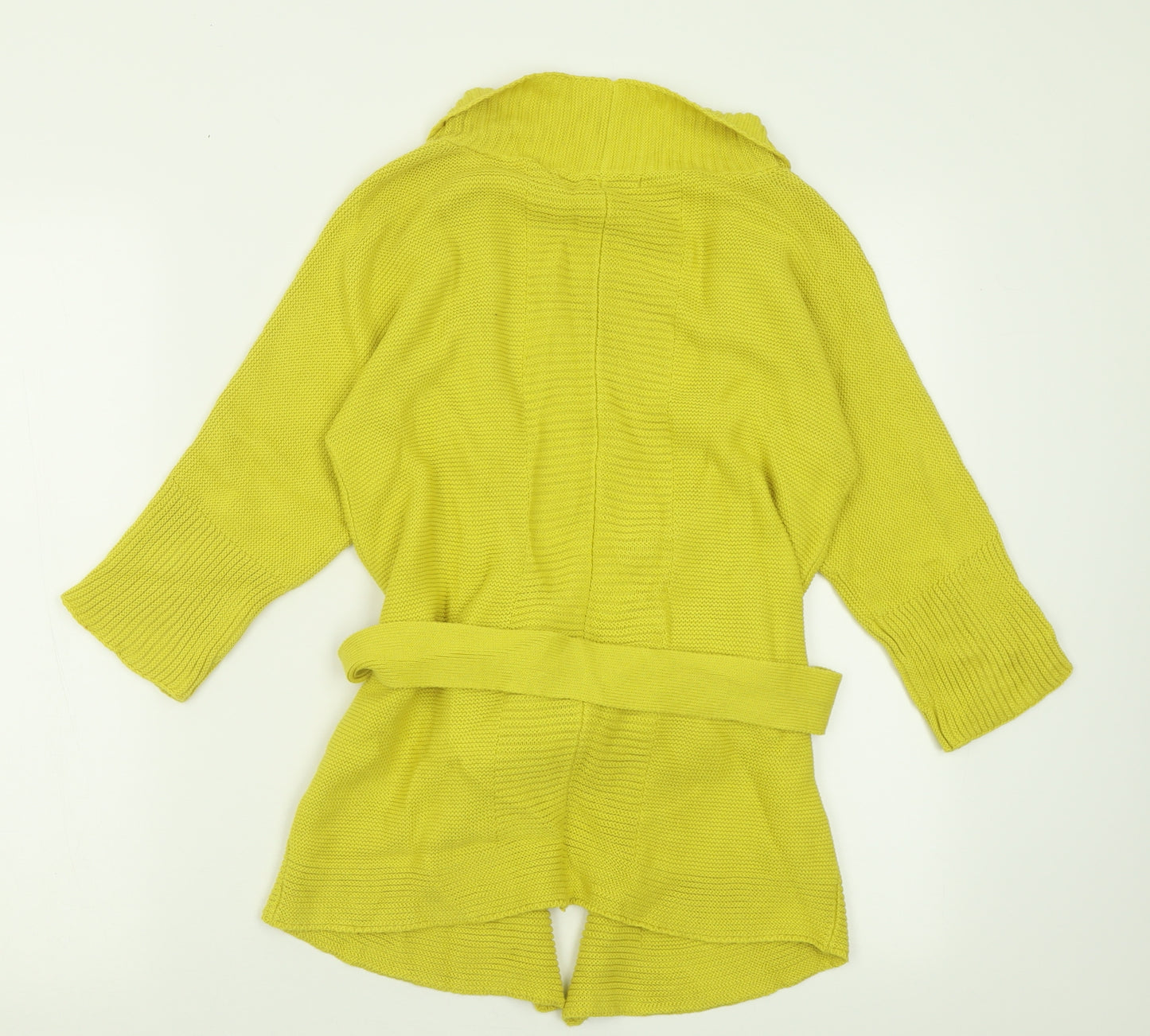 Debenhams Womens Yellow V-Neck  Cotton Cardigan Jumper Size 8