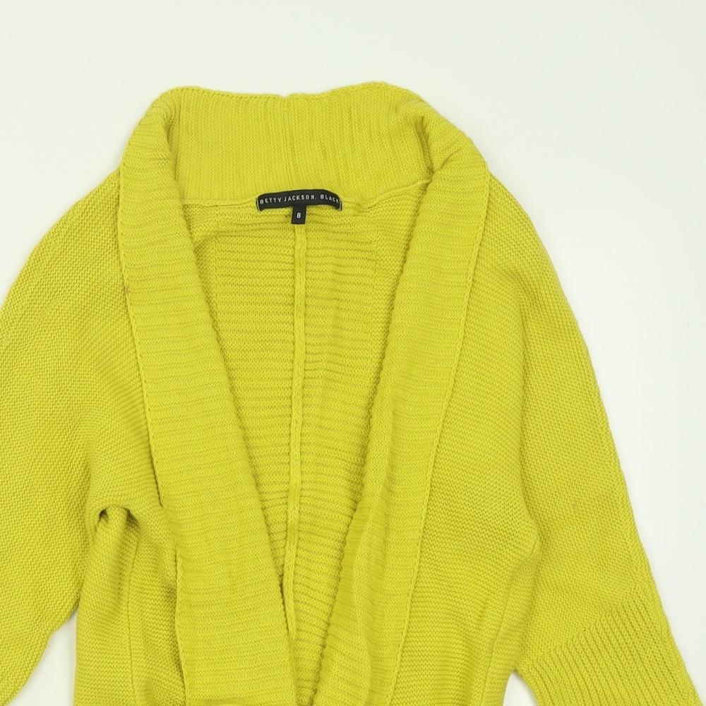 Debenhams Womens Yellow V-Neck  Cotton Cardigan Jumper Size 8