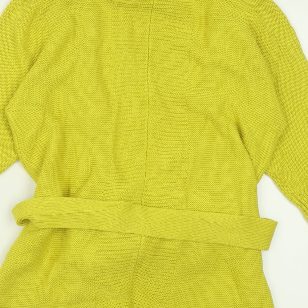 Debenhams Womens Yellow V-Neck  Cotton Cardigan Jumper Size 8