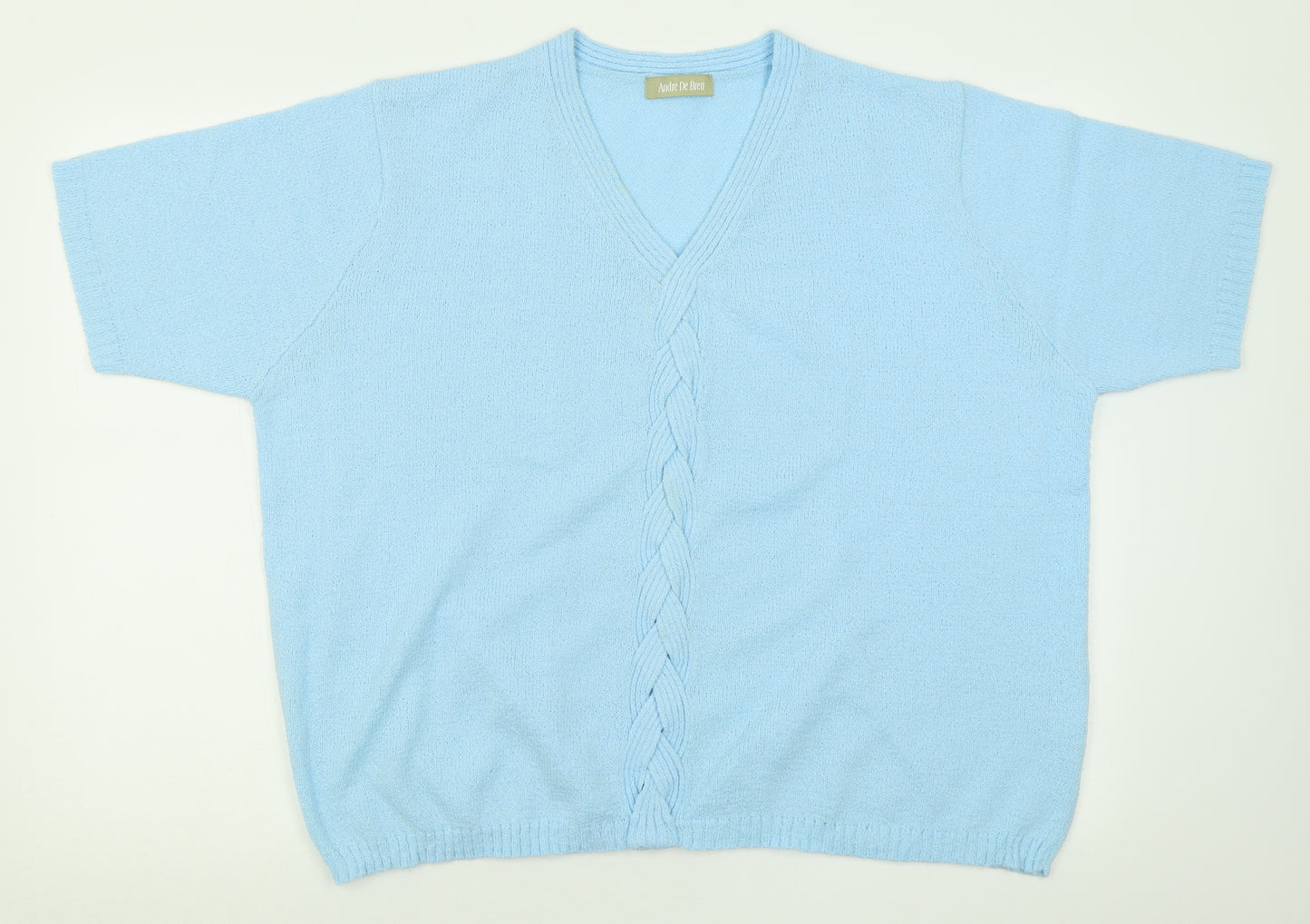 Andre De Brett Womens Blue V-Neck  Acrylic Pullover Jumper Size 22