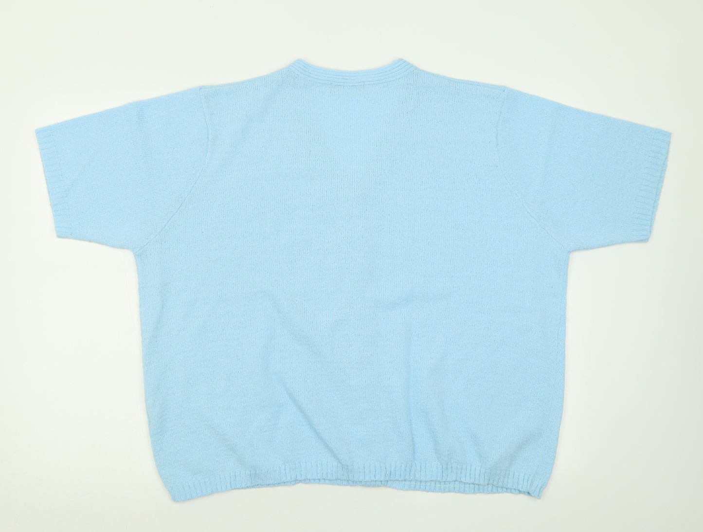 Andre De Brett Womens Blue V-Neck  Acrylic Pullover Jumper Size 22