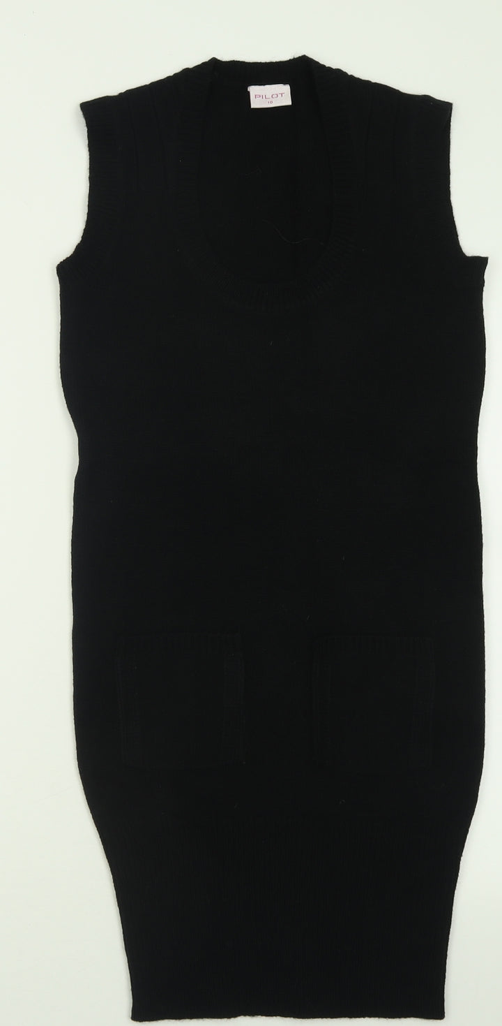 Pilot Womens Black  Acrylic Jumper Dress  Size 10  Crew Neck Pullover
