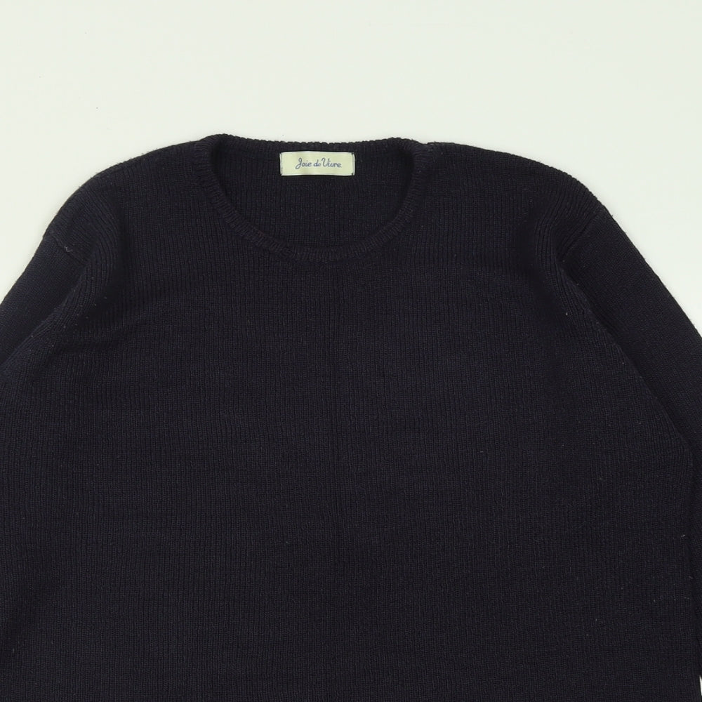 Joie De Vivre Womens Blue Crew Neck  Acrylic Pullover Jumper Size M