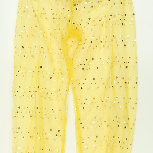 1st Position Womens Yellow Polka Dot Nylon Cropped Trousers Size 28 in L24 in Regular