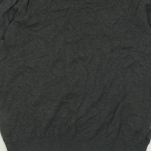 Ben Sherman Mens Grey V-Neck  Cotton Pullover Jumper Size M