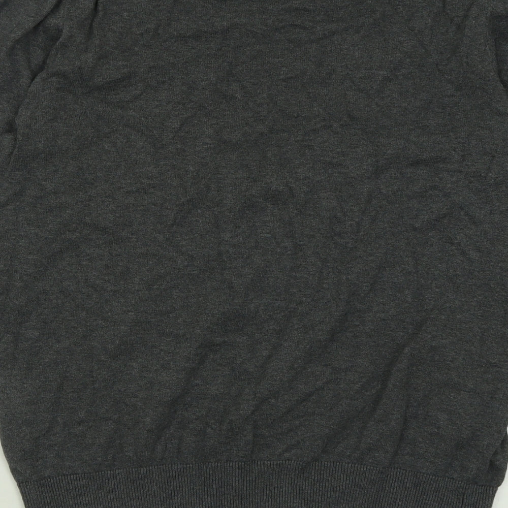 Ben Sherman Mens Grey V-Neck  Cotton Pullover Jumper Size M