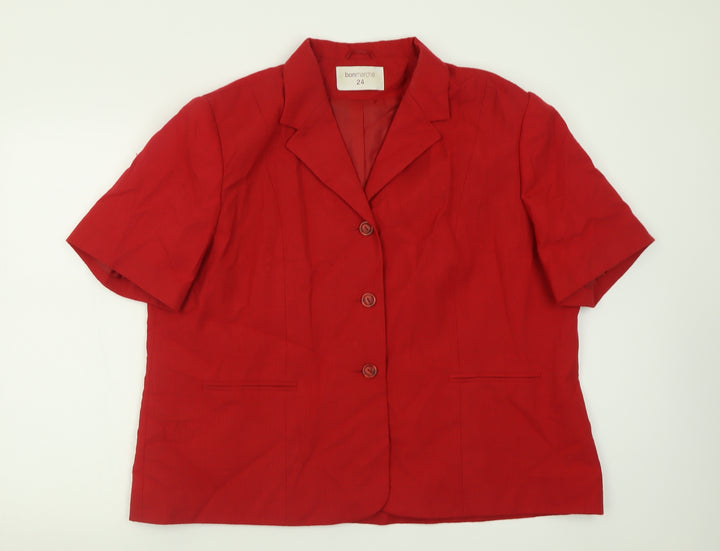 Bonmarché Womens Red   Jacket Blazer Size 2  Button