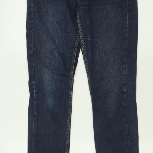 Topshop Womens Blue  Cotton Straight Jeans Size 28 in L30 in Regular Button