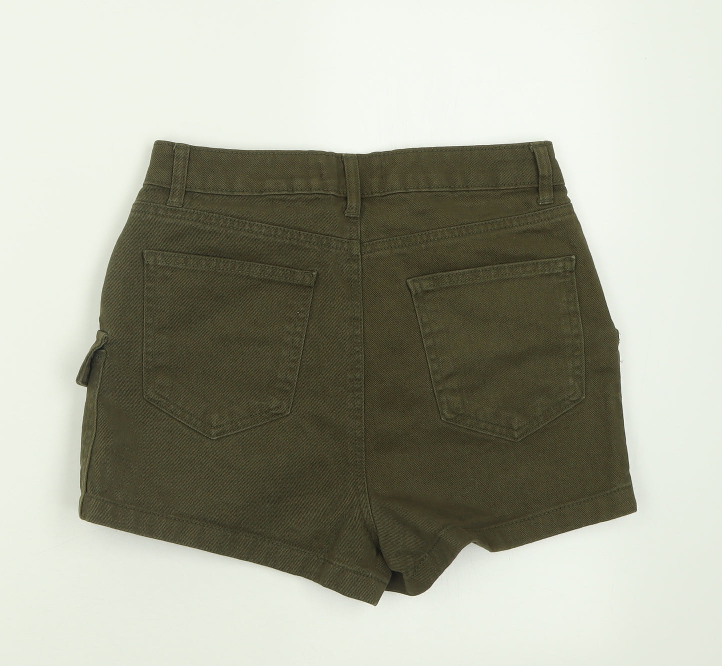 Primark Womens Green  Cotton Cargo Shorts Size 10  Regular Button