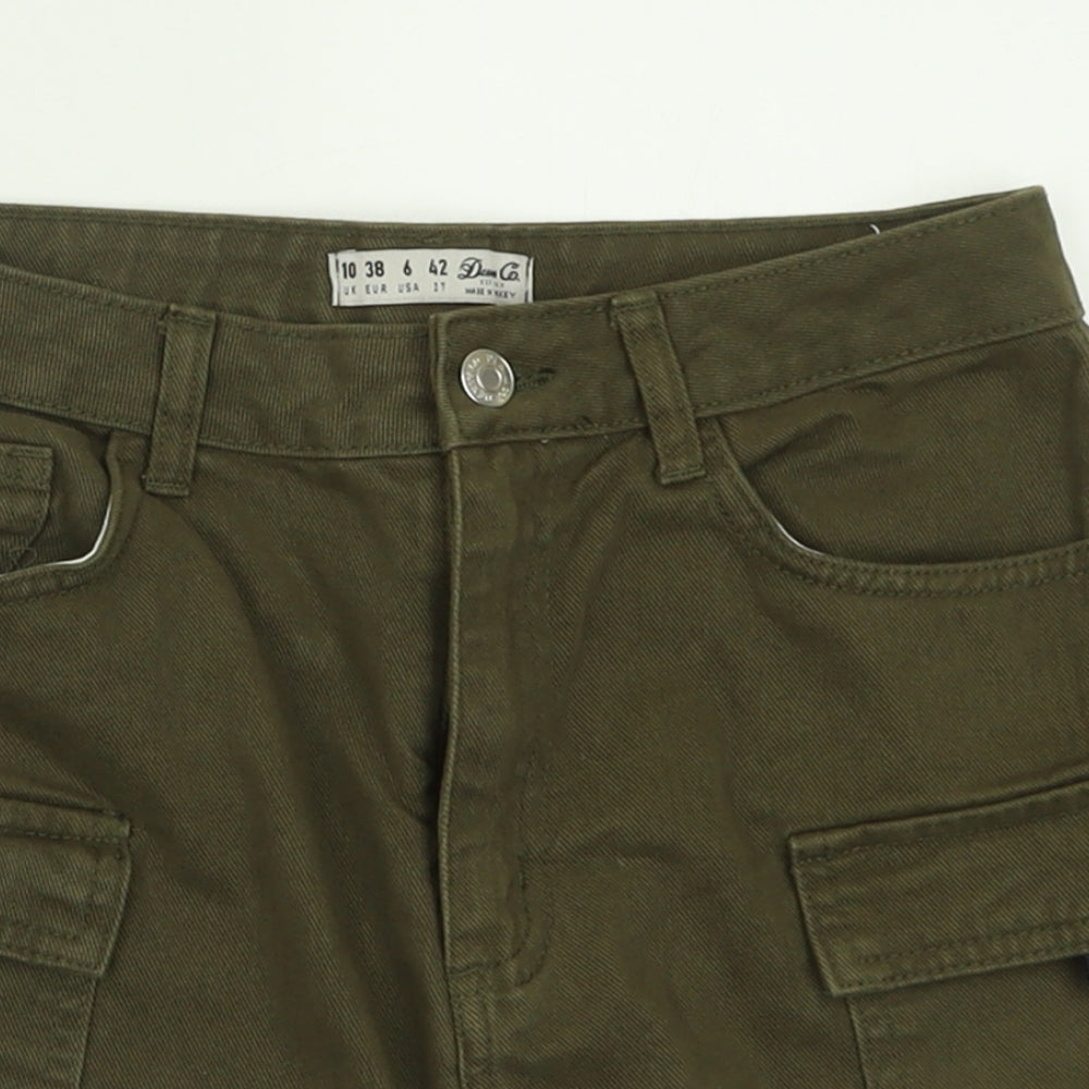 Primark Womens Green  Cotton Cargo Shorts Size 10  Regular Button