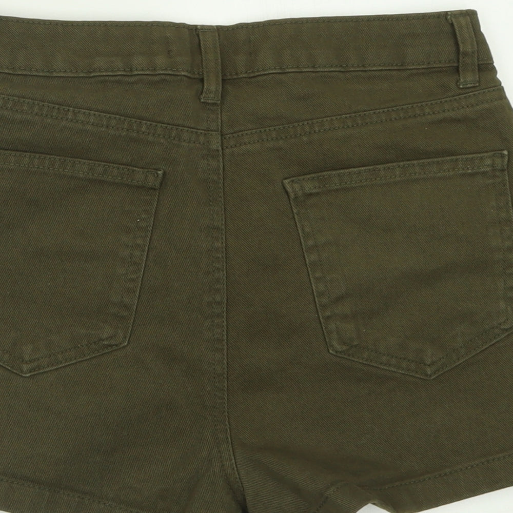 Primark Womens Green  Cotton Cargo Shorts Size 10  Regular Button