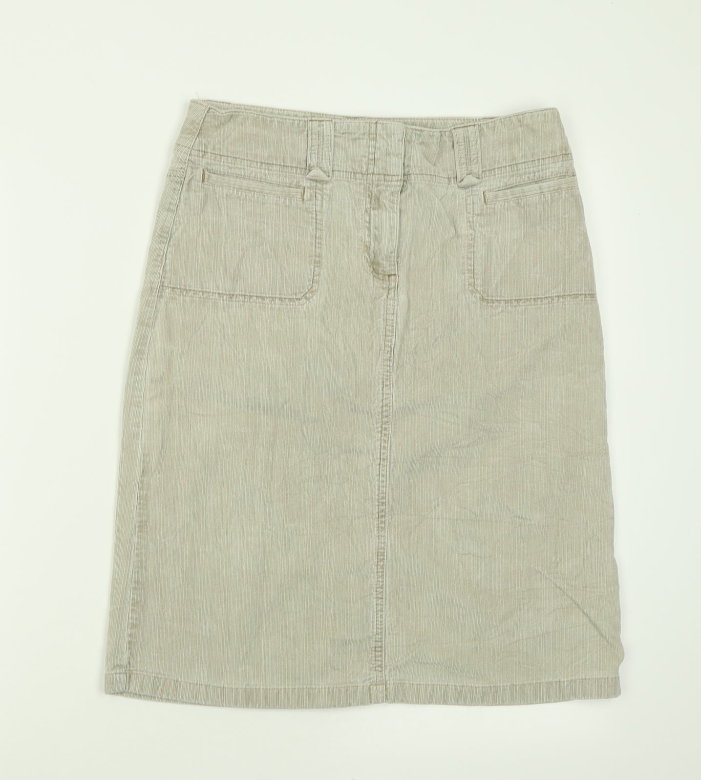 NEXT Womens Beige  Cotton A-Line Skirt Size 10   Hook & Eye