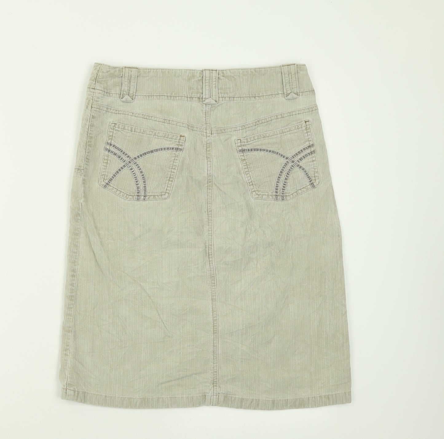 NEXT Womens Beige  Cotton A-Line Skirt Size 10   Hook & Eye