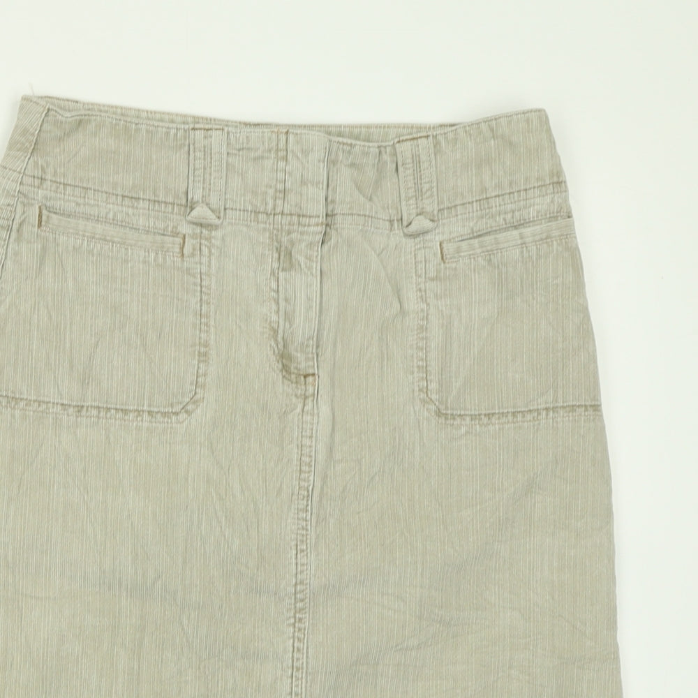 NEXT Womens Beige  Cotton A-Line Skirt Size 10   Hook & Eye