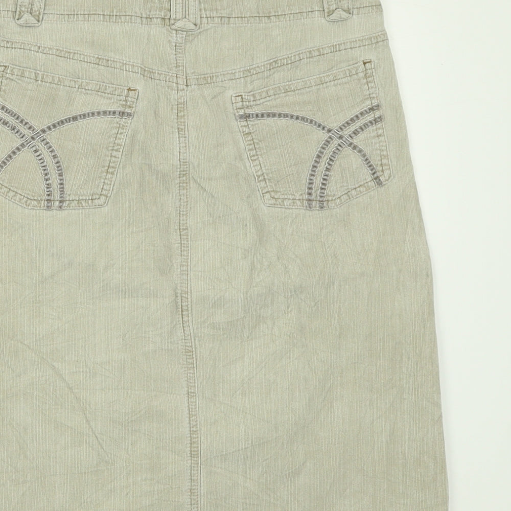 NEXT Womens Beige  Cotton A-Line Skirt Size 10   Hook & Eye