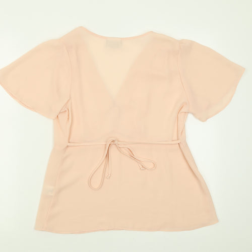 Contempo Womens Pink  Polyester Basic T-Shirt Size 10 V-Neck