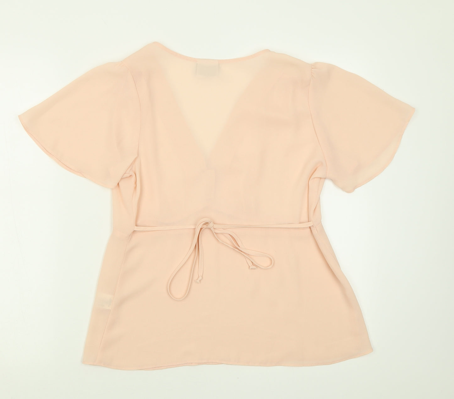 Contempo Womens Pink  Polyester Basic T-Shirt Size 10 V-Neck