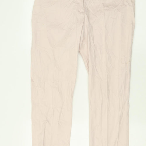 H&M Womens Pink  Cotton Trousers  Size 12 L26 in Regular Button