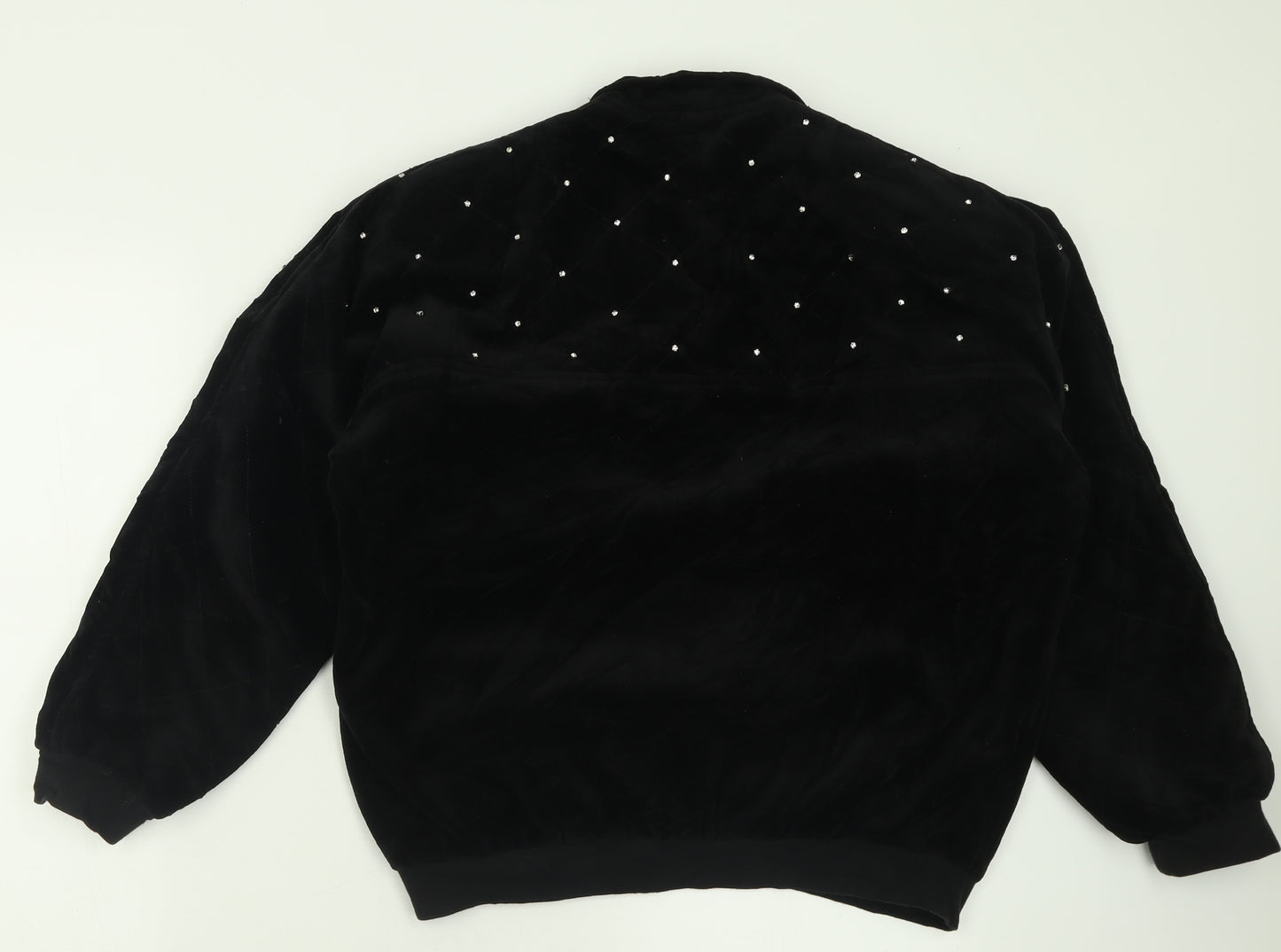 Janel Reger Womens Black Collared  Cotton Pullover Jumper Size M