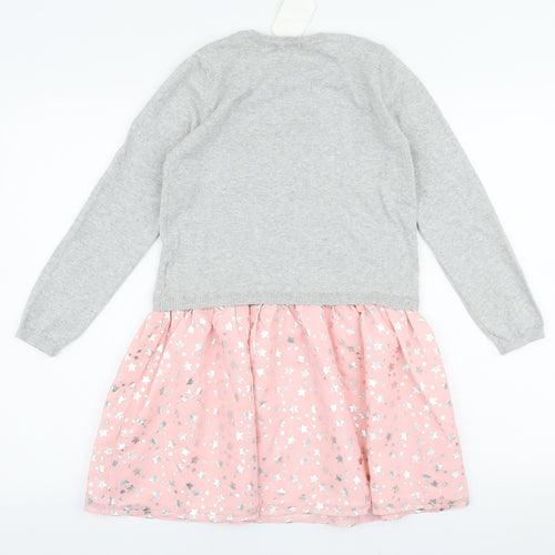 H&M Girls Multicoloured  Polyester Skater Dress  Size 9-10 Years  Round Neck Pullover - Unicorn
