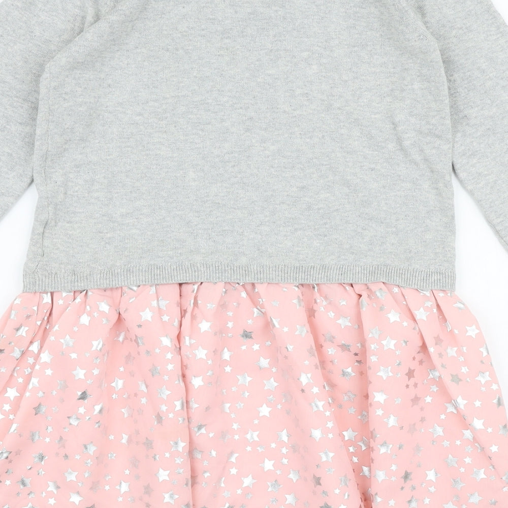 H&M Girls Multicoloured  Polyester Skater Dress  Size 9-10 Years  Round Neck Pullover - Unicorn