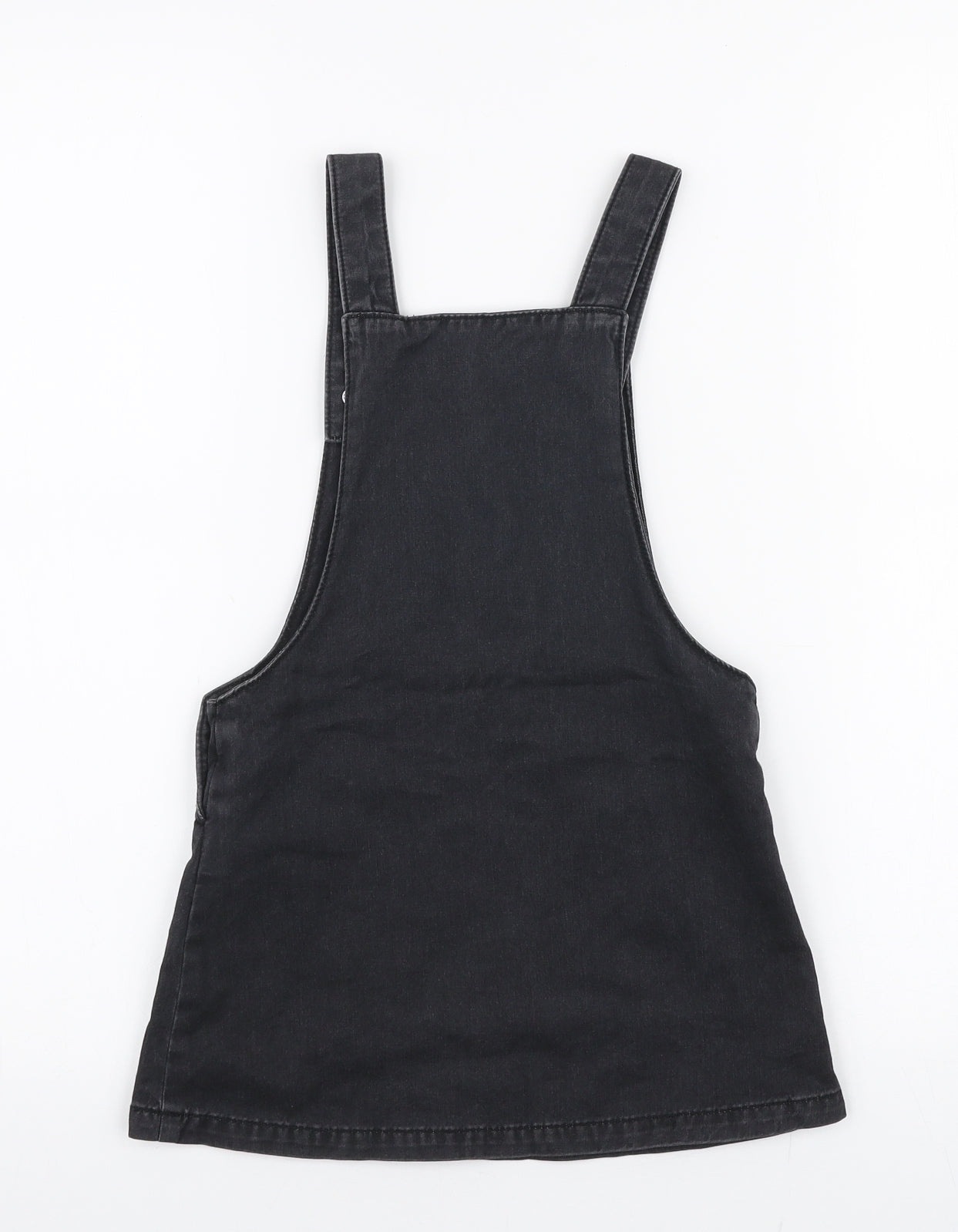 F&F Girls Black  100% Cotton Pinafore/Dungaree Dress  Size 4-5 Years  High Neck Button
