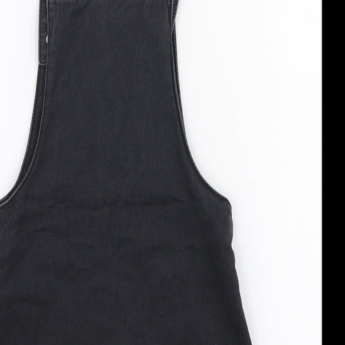 F&F Girls Black  100% Cotton Pinafore/Dungaree Dress  Size 4-5 Years  High Neck Button