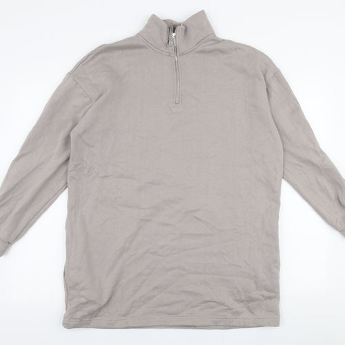 Papaya Womens Grey  Cotton Pullover Sweatshirt Size M  Zip